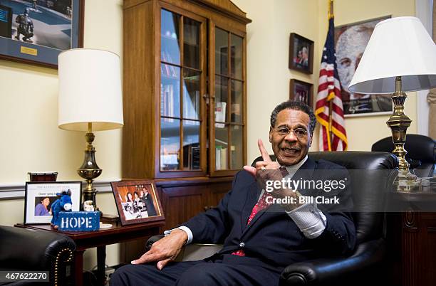 Rep. Emanuel Cleaver, D-Mo., speaks with Roll Call in his office in the Rayburn House Office Building on Wednesday, March 25, 2015.