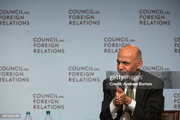 Ashraf Ghani, President of Afghanistan, speaks at the Council On Foreign Relations on March 26, 2015 in New York City. President Ghani has been...