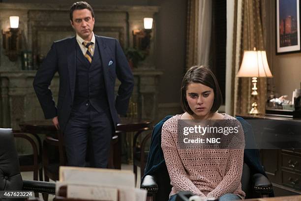 Episode 1618 "Devastating Story" -- Pictured: Raúl Esparza as A.D.A. Rafael Barba, Ally Ioannides as Heather Manning --
