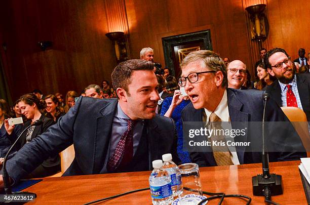 Actor Ben Affleck and Bill Gates speak during a Senate Appropriations' subcommittee on State, Foreign Operations and Related Programs on "Diplomacy,...