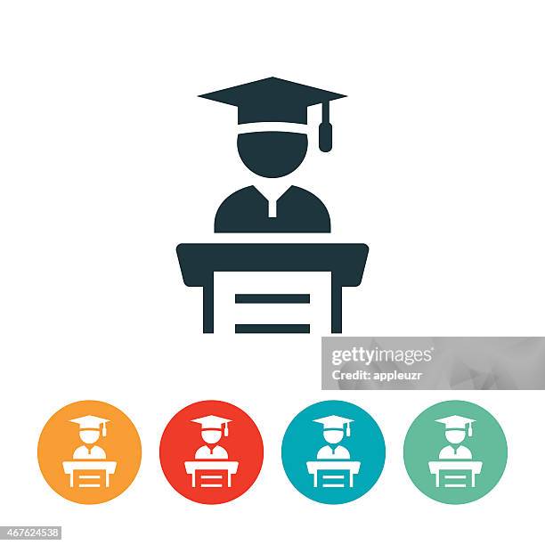 graduation speech icon - commencement speaker stock illustrations
