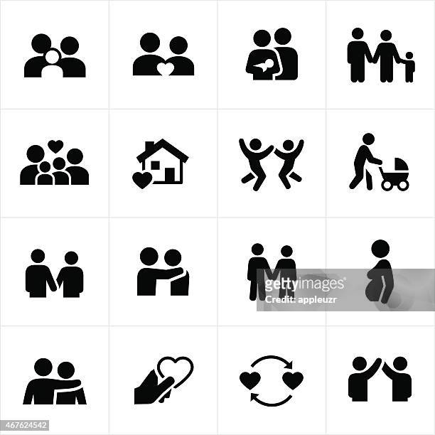 family and couple relationships icons - family stock illustrations