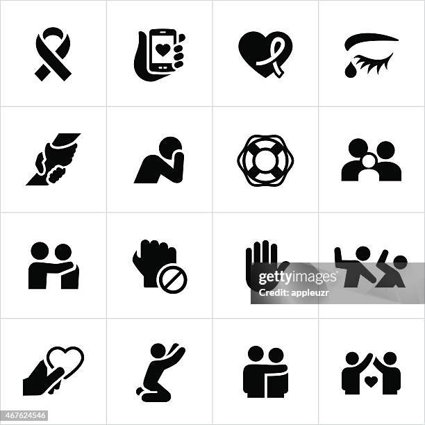 domestic violence and abuse awareness icons - emotional support stock illustrations