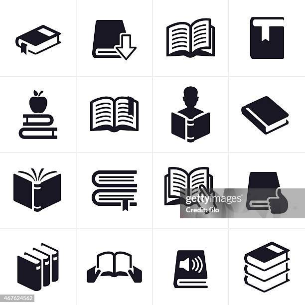 büchern lernen und bildung-icons und symbole - bibliothek stock-grafiken, -clipart, -cartoons und -symbole