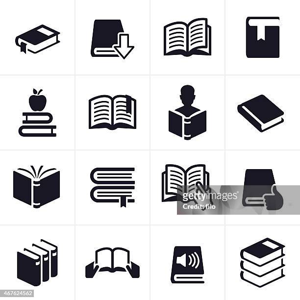 books and education learning icons and symbols - stack of books stock illustrations