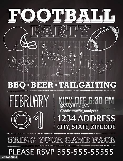 football party invitation - american football play diagram stock illustrations