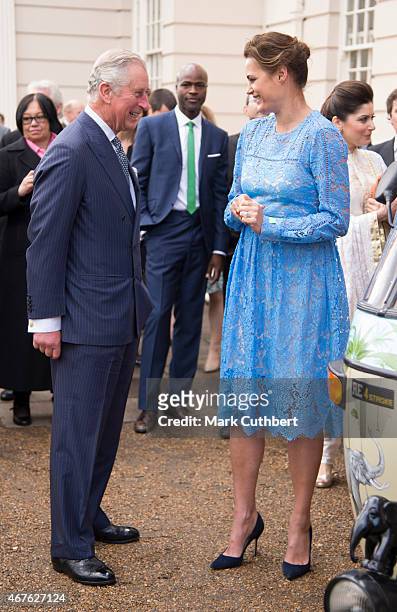 Yasmin Le Bon and Prince Charles, Prince of Wales attend the launch of the Travels To My Elephant Rickshaw Race at Clarence House on March 26, 2015...