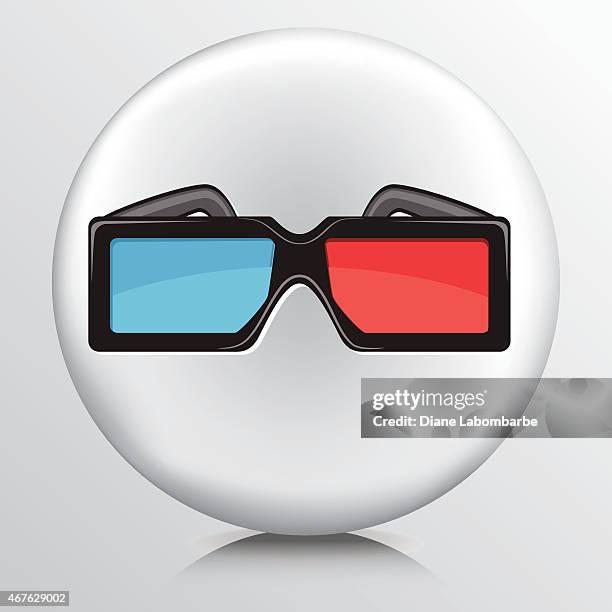 round icon with a pair of squared framed 3d glasses - round eyeglasses clip art stock illustrations