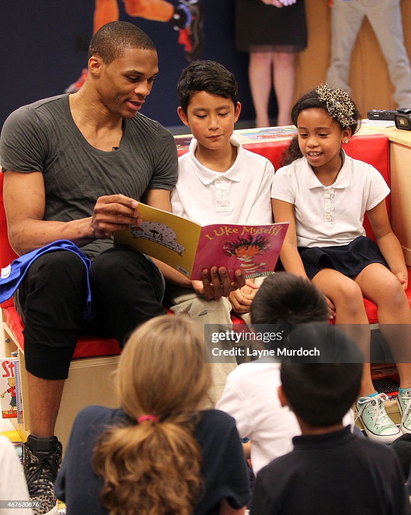 Oklahoma City Thunder Russell Westbrook Reads to Children