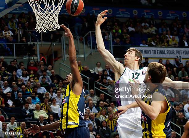 Fran Vazquez, #17 of Unicaja Malaga in action during the Turkish Airlines Euroleague Basketball Top 16 Date 12 game between Fenerbahce Ulker Istanbul...