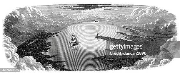 navigating the ocean - sailing ship stock illustrations