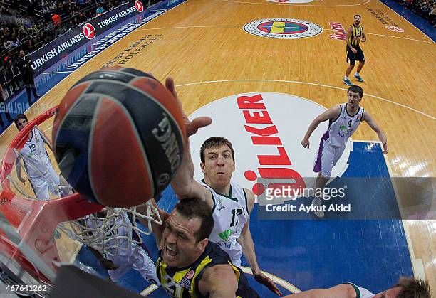 Fran Vazquez, #17 of Unicaja Malaga in action during the Turkish Airlines Euroleague Basketball Top 16 Date 12 game between Fenerbahce Ulker Istanbul...