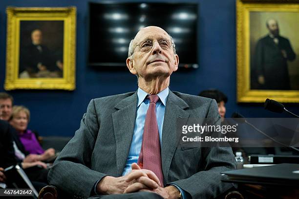 Supreme Court Justice Stephen Breyer waits for the start of a Financial Services and General Government Subcommittee in Washington, D.C., U.S., on...