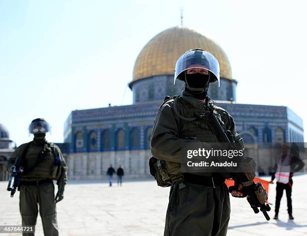 People wounded and 5 Palestinian detained during clashes between Israeli army soldiers and Palestinians following Friday prayers on February 7, 2014...
