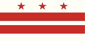 A red and white starred flag representing Washington DC