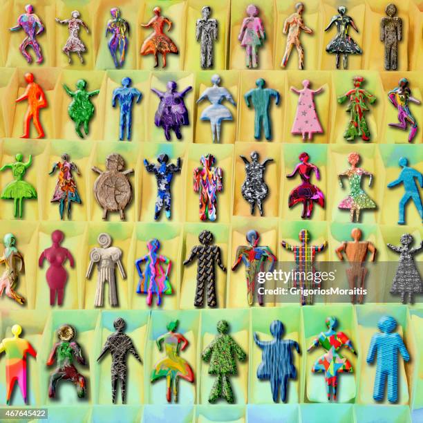 multicultural diversity concept figurines digital painting - toy store stock illustrations