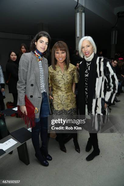 Leandra Medine, Alina Cho and Linda Fargo attend the Sally LaPointe show during Mercedes-Benz Fashion Week Fall 2014 at Skylight Modern on February...