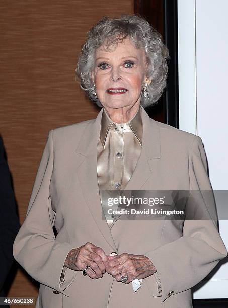 Actress June Lockhart attends the Hollywood Chamber of Commerce honoring her with its Lifetime Achievement Award at the Universal Hilton Hotel on...