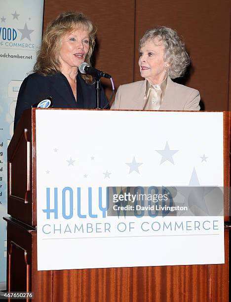 Actresses June Lockhart and Marta Kristen attend the Hollywood Chamber of Commerce honoring June Lockhart with it's Lifetime Achievement Award at the...