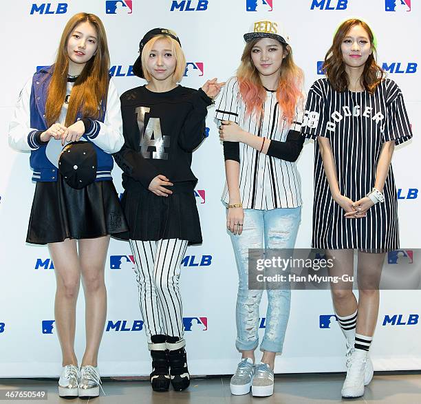 Suzy, Min, Jia and Fei of South Korean girl group Miss A attend Miss A Autograph Session For MLB on February 7, 2014 in Seoul, South Korea.