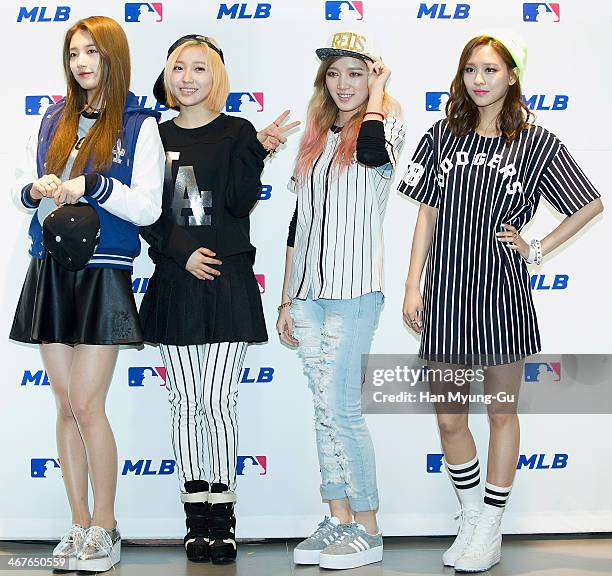 Suzy, Min, Jia and Fei of South Korean girl group Miss A attend Miss A Autograph Session For MLB on February 7, 2014 in Seoul, South Korea.