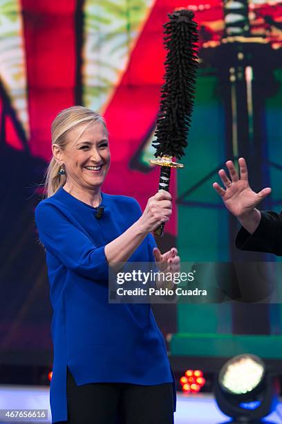 Cristina Cifuentes attends 'El Hormiguero' Tv Show at Vertice Studio on March 26, 2015 in Madrid, Spain.