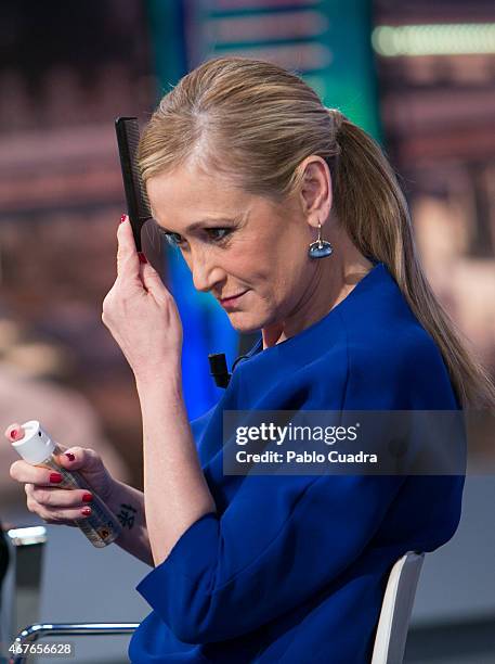 Cristina Cifuentes attends 'El Hormiguero' Tv Show at Vertice Studio on March 26, 2015 in Madrid, Spain.