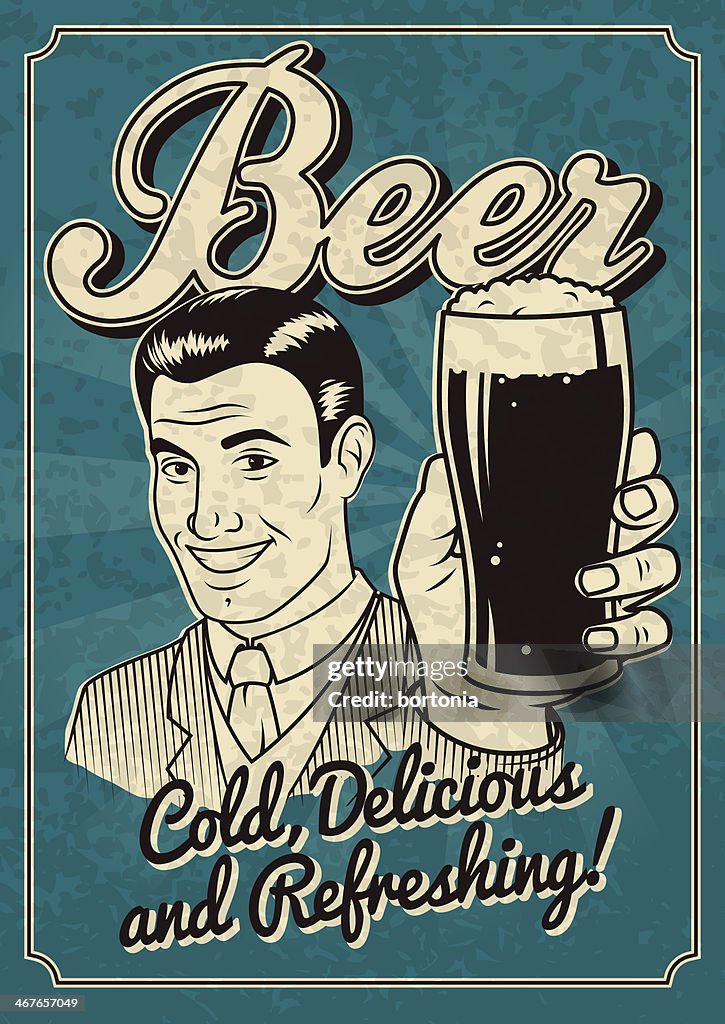 Vintage Man with Beer