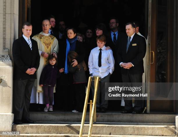 Mimi O'Donnell , partner of actor Philip Seymour Hoffman, along with their children , Willa Hoffman, Tallulah Hoffman and Cooper Hoffman, appear for...