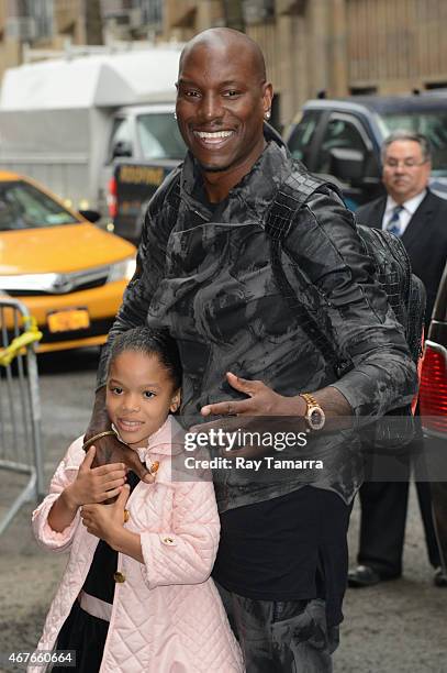 Actor Tyrese Gibson and Shayla Somer Gibson enter the "View" taping at the ABC Lincoln Center Studios on March 26, 2015 in New York City.