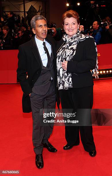 Director Rachid Bouchareb and actress Brenda Blethyn attend the 'Two Men in Town' premiere during 64th Berlinale International Film Festival at...