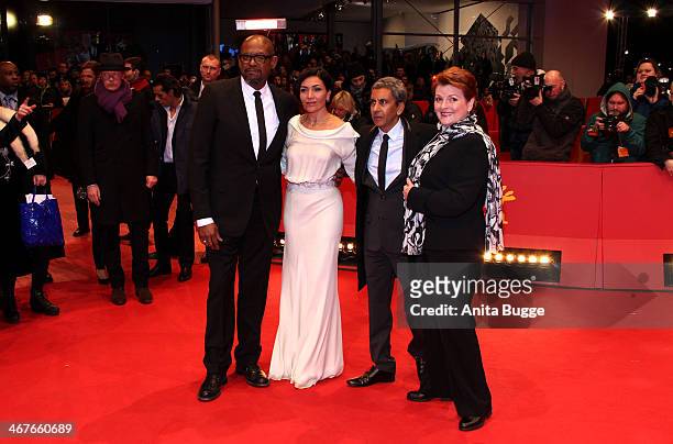 Actor Forest Whittaker, actress Dolores Héredia, director Rachid Bouchareb and actress Brenda Blethyn attend the 'Two Men in Town' premiere during...
