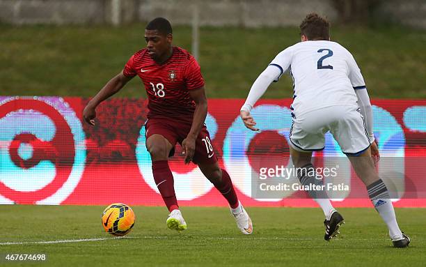 Portugal's forward Ivan Cavaleiro in action during the U21 International Friendly between Portugal and Denmark on March 26, 2015 in Marinha Grande,...