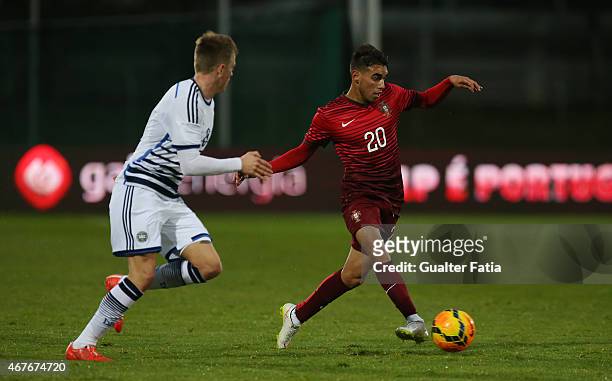 Portugal's forward Ricardo Horta with Denmark's midfielder Nicolaj Thomsen during the U21 International Friendly between Portugal and Denmark on...