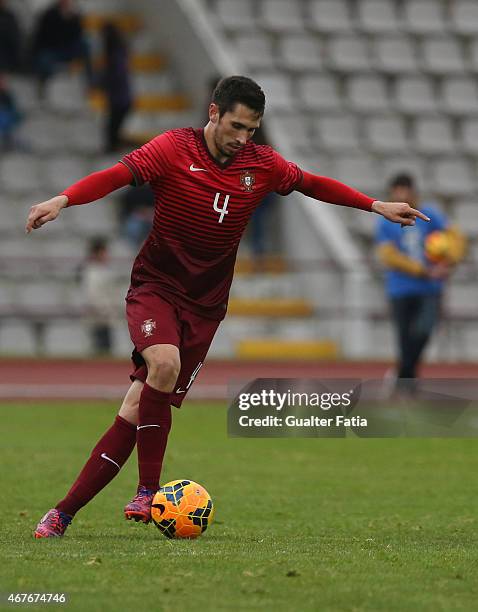 Portugal's defender Paulo Oliveira in action during the U21 International Friendly between Portugal and Denmark on March 26, 2015 in Marinha Grande,...