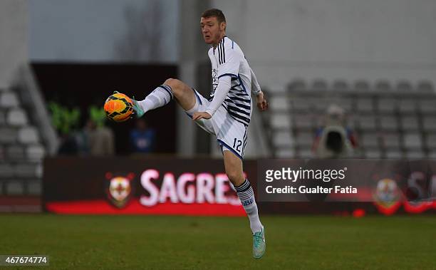 Denmark's defender Patrick Banggaard in action during the U21 International Friendly between Portugal and Denmark on March 26, 2015 in Marinha...