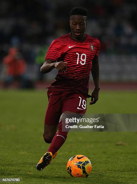 Portugal's forward Carlos Mane in action during the U21 International Friendly between Portugal and Denmark on March 26, 2015 in Marinha Grande,...