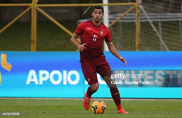 Portugal's defender Rafa Soares in action during the U21 International Friendly between Portugal and Denmark on March 26, 2015 in Marinha Grande,...