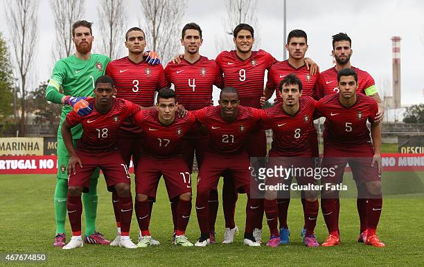 Portugal's team photo during the U21 International Friendly between Portugal and Denmark on March 26, 2015 in Marinha Grande, Portugal.