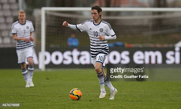 Denmark's forward Rasmus Falk in action during the U21 International Friendly between Portugal and Denmark on March 26, 2015 in Marinha Grande,...