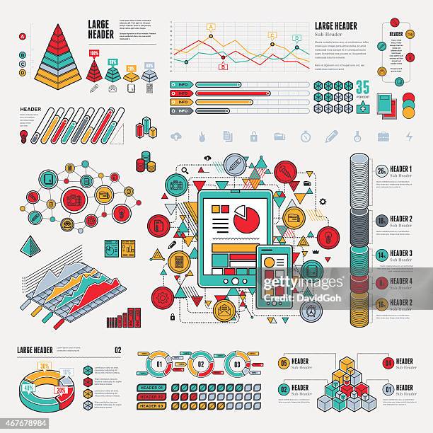 flat ui infographic elements - ecological pyramid stock illustrations