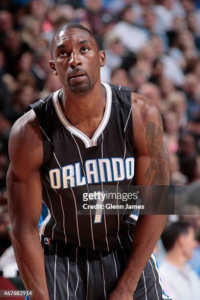 Ben Gordon of the Orlando Magic stands on the court during a game against the Dallas Mavericks on March 18, 2015 at the American Airlines Center in...