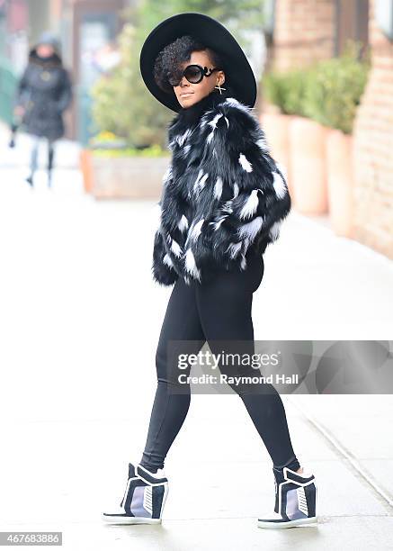 Singer Janelle Monae is seen walking in Soho on March 26, 2015 in New York City.