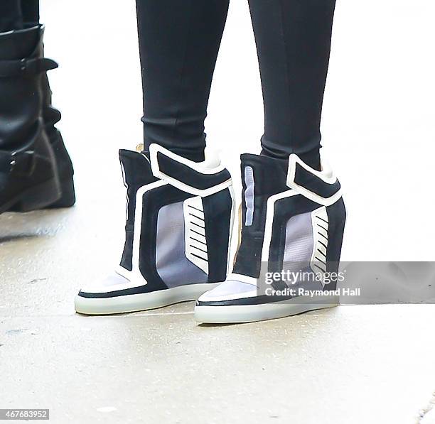 Singer Janelle Monae, shoe detail, is seen walking in Soho on March 26, 2015 in New York City.
