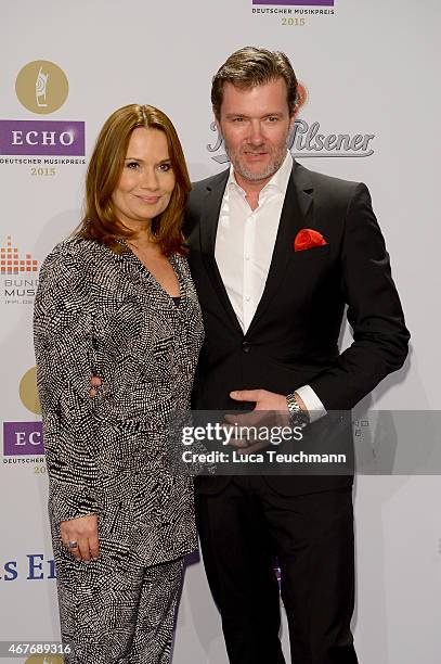 Jenny Juergens and John Juegens attend the Echo Award 2015 - Red Carpet Arrivals on March 26, 2015 in Berlin, Germany.