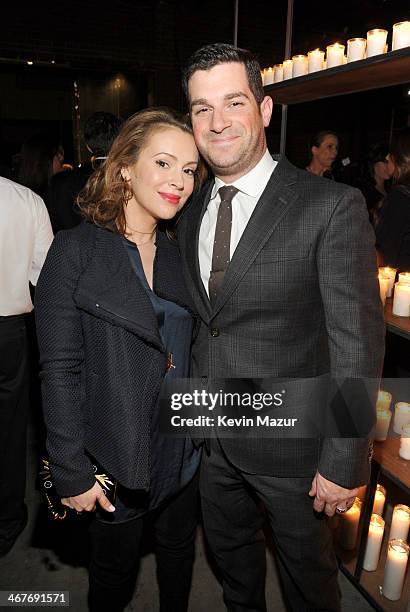 Actress Alyssa Milano and Dave Bugliari attend Hollywood Stands Up To Cancer Event with contributors American Cancer Society and Bristol Myers Squibb...