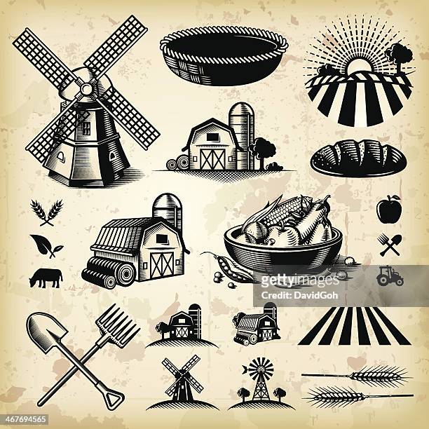 vintage farm illustrations - farm 幅插畫檔、美工圖案、卡通及圖標