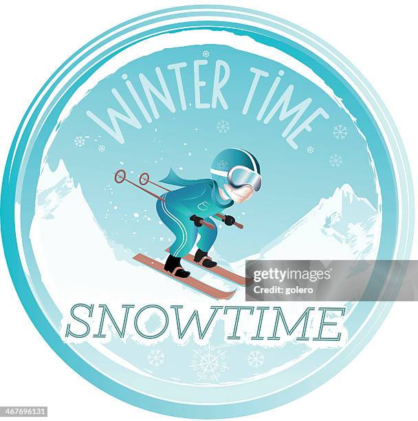 ilustraciones, imágenes clip art, dibujos animados e iconos de stock de icono de deportes de invierno - esquí de fuera de pista