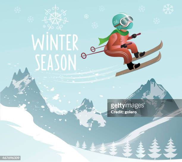 illustrations, cliparts, dessins animés et icônes de volant de ski - saut à ski