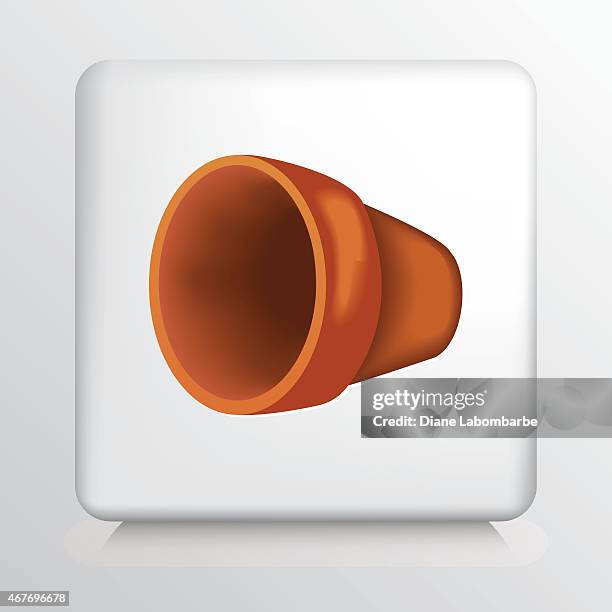 round icon with terra cotta tipped flower pot - lying on side stock illustrations